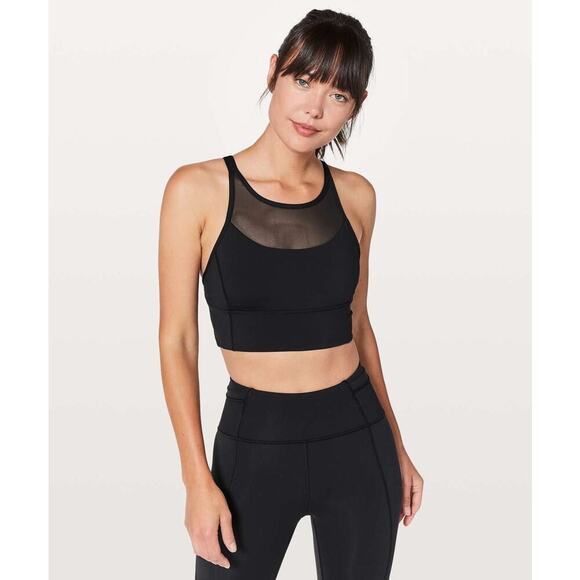 Lululemon Women’s Clip-In Long Line Sweat Wicking Athletic Sports Bra Black - Picture 1 of 12